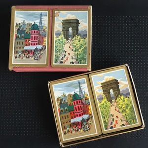 Vintage Duratone Paris Themed Playing Cards 2 Sets